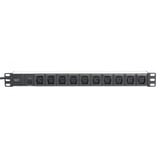 Digitus 19" contactdoosstrook C13 met aluminium profiel 1HE, 10-voudig stekkerdoos Zwart/aluminium