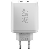 goobay 45W GaN USB-C PD Dual snellader Wit, 1x USB-C, 1x USB-A