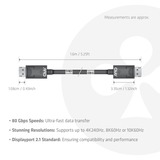 Club 3D Displayport 2.1 VESA DP80 gecertificeerde kabel male-male Zwart, 1,6 meter, 8K 240Hz, 10K 60Hz, 80Gbps