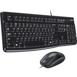 Logitech MK120 desktopset Zwart, EU lay-out (QWERTY), Rubberdome