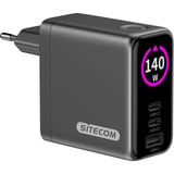 Sitecom 140W GaN Power Delivery oplader met led-scherm Zwart, 2x USB-C, 1x USB-A, 2 meter