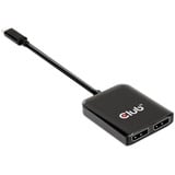 Club 3D USB 3.2 Gen2 type-C (DP Alt-Mode) naar DisplayPort Dual Monitor 4K60Hz M/F MST Hub displayport splitter Zwart