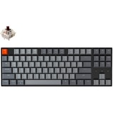 Keychron K8-B3, Toetsenbord Grijs/grijs, US lay-out, Gateron Brown, RGB leds, TKL, ABS, Bluetooth 5.1