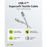 goobay Supersoft USB-C kabel Wit, 2 meter