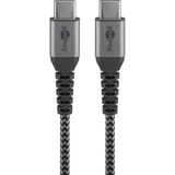 goobay USB-C textielkabel met metalen aansluitingen Grijs/zilver, 0,15 meter, 60W