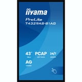 iiyama ProLite T4329AS-B1AG 42.5" 4K Ultra HD Public Display Zwart, Touch, HDMI, USB-C, Audio, LAN, WiFi 5, Android 14