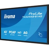 iiyama ProLite T4329AS-B1AG 42.5" 4K Ultra HD Public Display Zwart, Touch, HDMI, USB-C, Audio, LAN, WiFi 5, Android 14