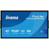iiyama ProLite T4329AS-B1AG 42.5" 4K Ultra HD Public Display Zwart, Touch, HDMI, USB-C, Audio, LAN, WiFi 5, Android 14