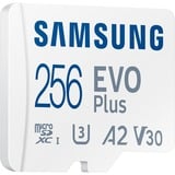 Samsung EVO Plus 256 GB microSDXC geheugenkaart Wit, U3, V30, A2, Incl. SD-Adapter