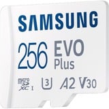 Samsung EVO Plus 256 GB microSDXC geheugenkaart Wit, U3, V30, A2, Incl. SD-Adapter