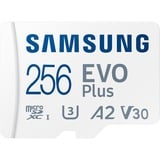 Samsung EVO Plus microSDXC (2024), 256 GB geheugenkaart Wit, U3, V30, A2, Incl. SD-Adapter