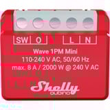 Shelly Qubino Wave 1PM Mini relais Rood/wit, 1-kanaals, Z-Wave