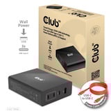 Club 3D Travel Charger 132W GAN technology Zwart, USB-A, USB-C, Power Delivery (PD) 3.0