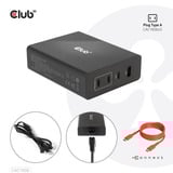 Club 3D Travel Charger 132W GAN technology Zwart, USB-A, USB-C, Power Delivery (PD) 3.0