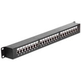 DeLOCK 19-inch patchpaneel met 24 poorten, Cat.6 Zwart, 1 HE