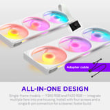 NZXT F420 RGB case fans Wit, 3 stuks, 420 x 140 x 25 mm, PWM