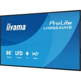 iiyama ProLite LH8664UHS-B3AG 85.6" 4K Ultra HD Public Display Zwart (mat), HDMI, USB-C, Audio, WiFI 5, LAN, Android 14