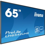 iiyama Prolite LH6542UHS-B3 65" 4K Ultra HD Public Display Zwart, 4K, VGA, DVI, HDMI, DisplayPort, Audio, Android 8.0