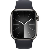 Apple Watch Series 9 smartwatch Grafiet/donkerblauw, Roestvrij staal, 41 mm, Sportbandje (M/L), GPS + Cellular