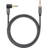 goobay Plus 3,5 mm stereo jack naar 3,5 mm stereo jack 90° kabel Zwart/zilver, 0,5 meter