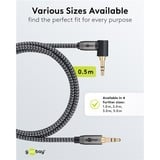 goobay Plus 3,5 mm stereo jack naar 3,5 mm stereo jack 90° kabel Zwart/zilver, 0,5 meter