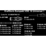 Wera Kraftform Kompakt VDE 16 Universal 1, 16‑delig schroevendraaier Rood/geel