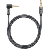 goobay Plus 3,5 mm stereo jack naar 3,5 mm stereo jack 90° kabel Zwart/zilver, 1 meter