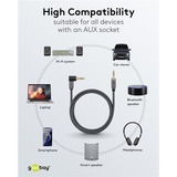 goobay Plus 3,5 mm stereo jack naar 3,5 mm stereo jack 90° kabel Zwart/zilver, 1 meter