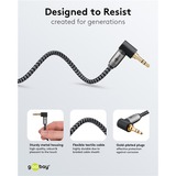 goobay Plus 3,5 mm stereo jack naar 3,5 mm stereo jack 90° kabel Zwart/zilver, 1 meter