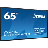 iiyama ProLite LH6552UHS-B1 65" 4K Ultra HD Public Display Zwart, 4K UHD, VGA, DVI, HDMI, DisplayPort, LAN, USB, Audio, Android 8.0