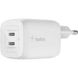 Belkin BOOSTCHARGE PRO 2-poorts USB-C GaN-wandlader met PPS (65 W) + USB-C/USB-C-kabel Wit