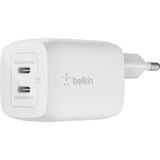 Belkin BoostCharge Pro 2-poorts USB-C GaN-wandlader met PPS, 65 W + USB-C/USB-C-kabel Wit
