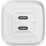 Belkin BoostCharge Pro 2-poorts USB-C GaN-wandlader met PPS, 65 W + USB-C/USB-C-kabel Wit
