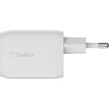 Belkin BoostCharge Pro 2-poorts USB-C GaN-wandlader met PPS, 65 W + USB-C/USB-C-kabel Wit