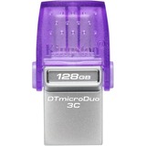 Kingston DataTraveler microDuo 3C 128 GB usb-stick Paars/transparant, USB-A + USB-C
