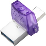 Kingston DataTraveler microDuo 3C 128 GB usb-stick Paars/transparant, USB-A + USB-C