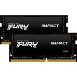 Kingston FURY 32 GB DDR4-3200 Kit laptopgeheugen Zwart, KF432S20IBK2/32, Impact, XMP