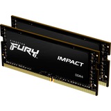 Kingston FURY 32 GB DDR4-3200 Kit laptopgeheugen Zwart, KF432S20IBK2/32, Impact, XMP