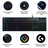 Logitech G815 LIGHTSYNC RGB Mechanical Gaming Keyboard Zwart, US-International, GL Tactile, RGB leds