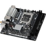 ASRock B760M-ITX/D4 WiFi socket 1700 moederbord Zwart/zilver, RAID, Gb-LAN, Wi-Fi, BT, Sound, Mini-ITX