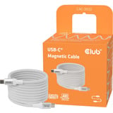 Club 3D Magnetische USB‑C kabel Wit, 2 meter
