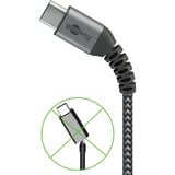 goobay USB-C textielkabel met metalen aansluitingen Grijs/zilver, 0,5 meter, 60W
