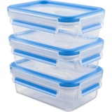 Emsa Clip & Close 3x vershoudbakje 0,55 L hoekig doos Transparant/blauw