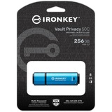 Kingston IronKey Vault Privacy 50 256 GB usb-stick Lichtblauw/zwart, USB-C 3.2 Gen 1