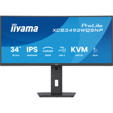 iiyama ProLite XCB3492WQSNP-B1 34" Curved UltraWide monitor Zwart, 1x DisplayPort, 2x HDMI, 3x USB-C, 2x USB-A, 1x RJ-45