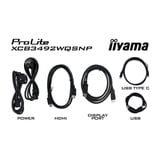 iiyama ProLite XCB3492WQSNP-B1 34" Curved UltraWide monitor Zwart, 1x DisplayPort, 2x HDMI, 3x USB-C, 2x USB-A, 1x RJ-45