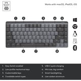 Logitech MX Mechanical Mini, toetsenbord Zwart/grijs, US lay-out, GL Tactile, Bluetooth Low Energy