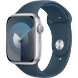 Apple Watch Series 9 smartwatch Zilver/blauw, Aluminium, 45 mm, Sportbandje (S/M)