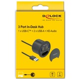 DeLOCK 3-poorts USB-hub 1x Typ-C + 2x Typ-A + HD-Audio 