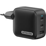Sitecom 100W GaN Power Delivery oplader Zwart, 2x USB-C, 1x USB-A